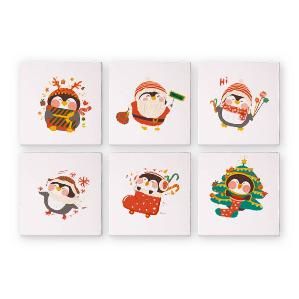 Winterliche Pinguinparade 6er SET - Mini Malen nach Zahlen