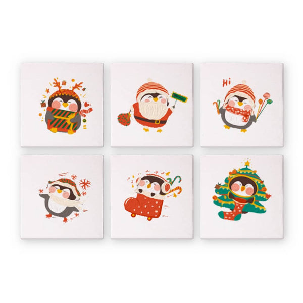 Winterliche Pinguinparade 6er SET - Mini Malen nach Zahlen