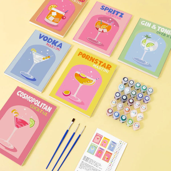 Lieblings Cocktail 6er SET - Mini Malen nach Zahlen