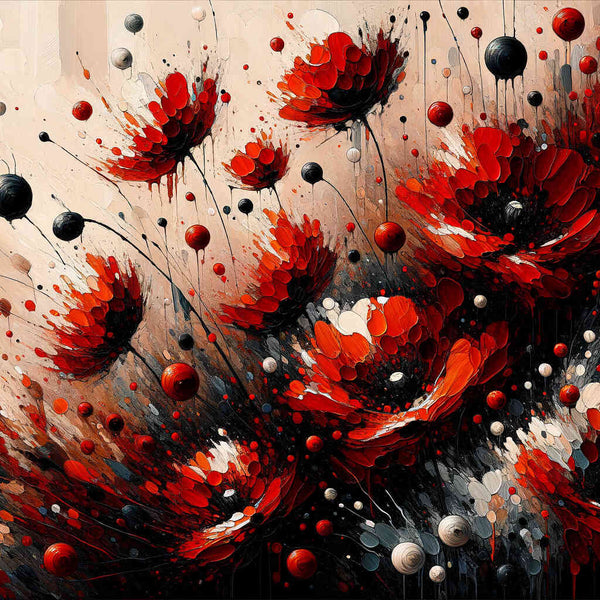 Rote Blumen, Abstrakt - Malen nach Zahlen