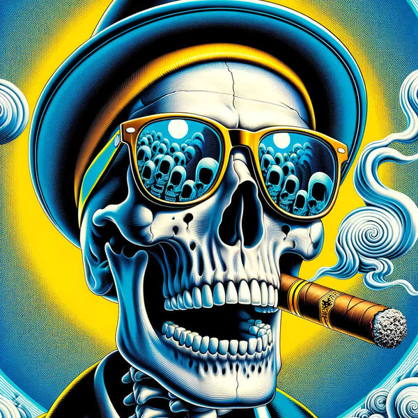 Malen nach Zahlen - Totenkopf mit Sonnenbrille und Zigarre