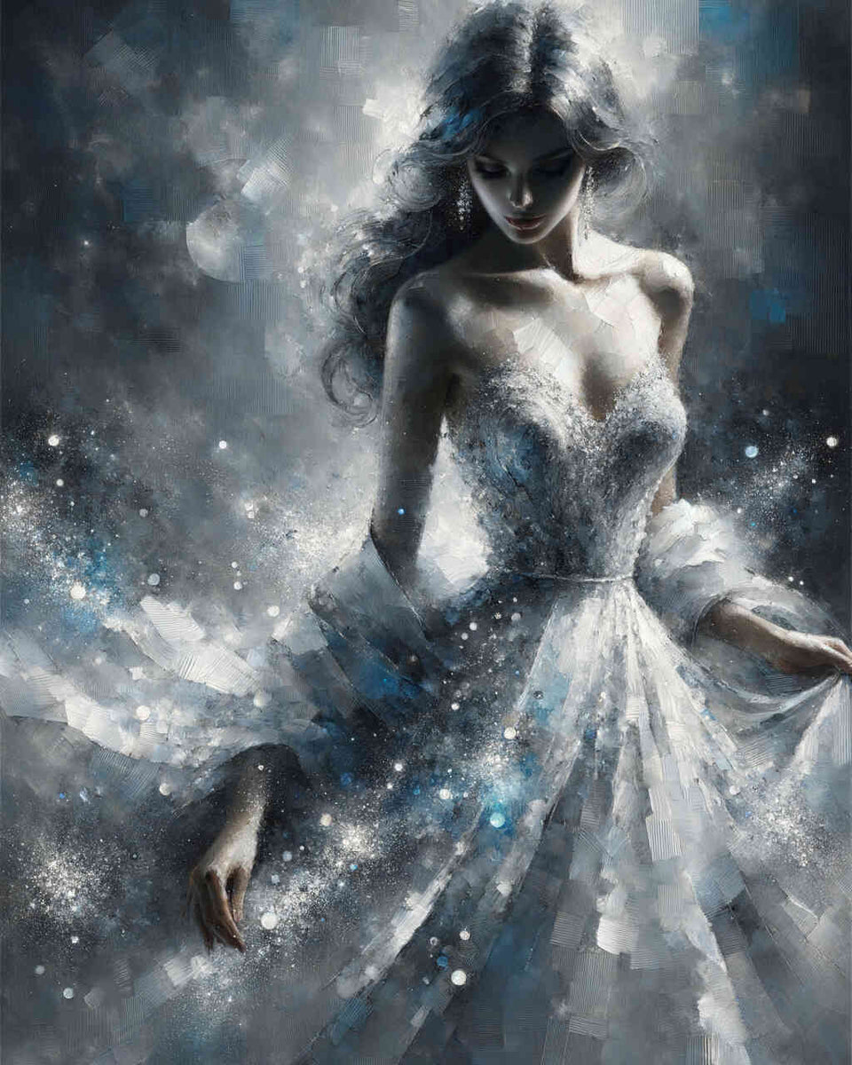 Frau in Weißem Kleid – Malen nach Zahlen