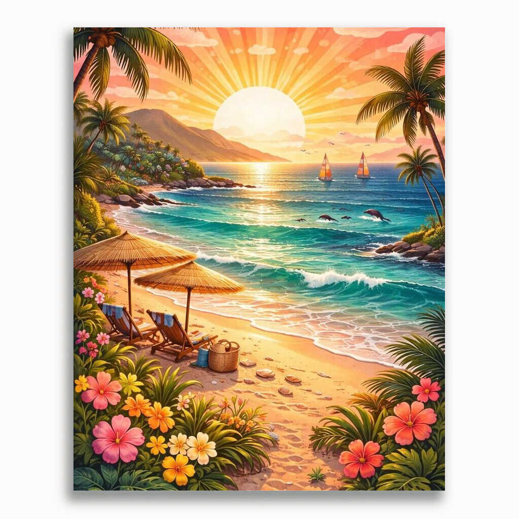 Malen nach Zahlen - Sonnenzauber am Paradiesstrand
