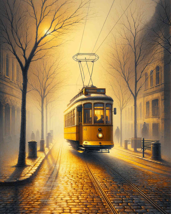 Gelbe Straßenbahn – Malen nach Zahlen