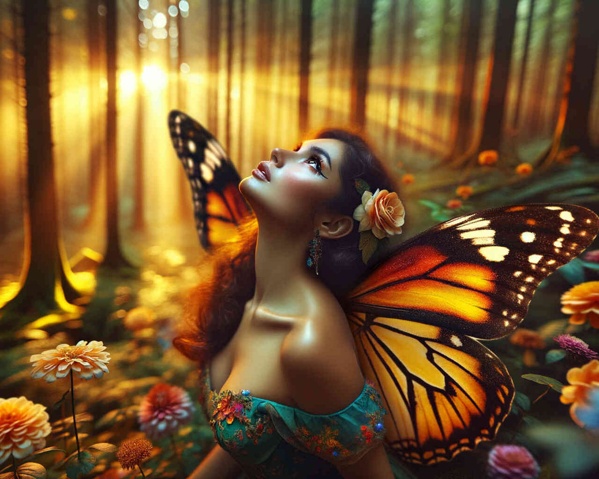 Schmetterling, Frau – Malen nach Zahlen