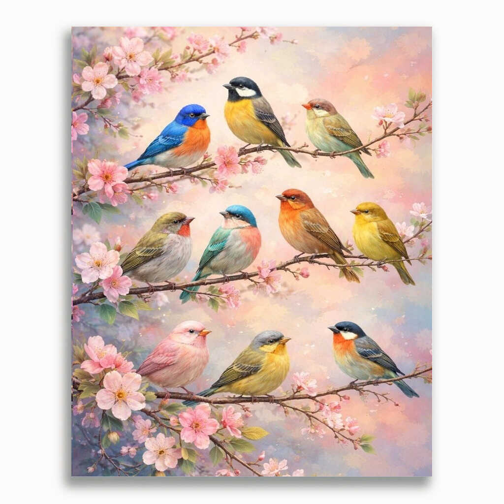 Malen nach Zahlen - Melodie des Frühlings, Vogelgezwitscher