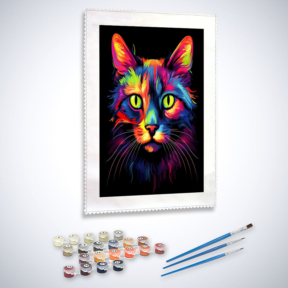 Katze von Vorne, Abstrakt - Malen nach Zahlen
