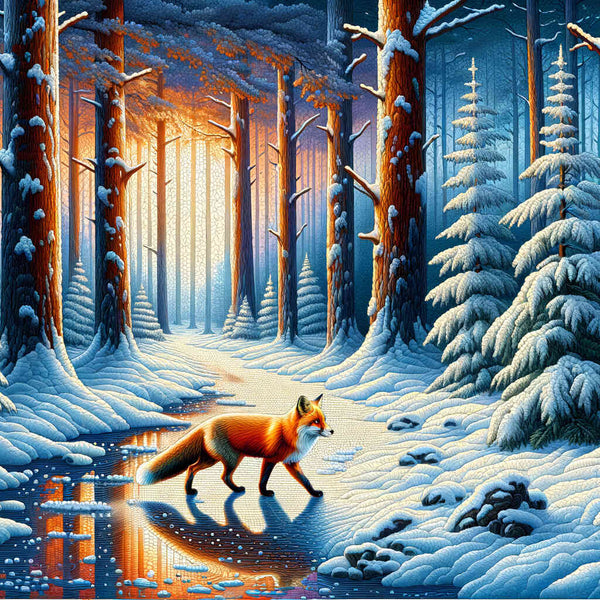 Fuchs im Winterwald – Malen nach Zahlen