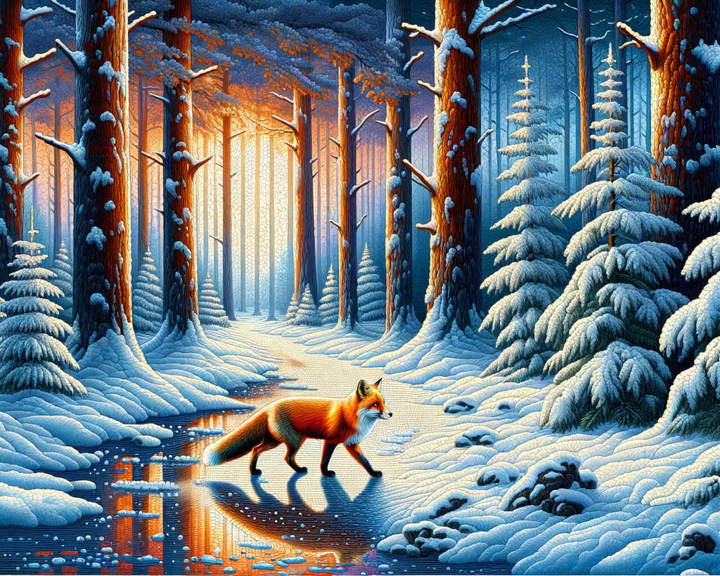Fuchs im Winterwald – Malen nach Zahlen