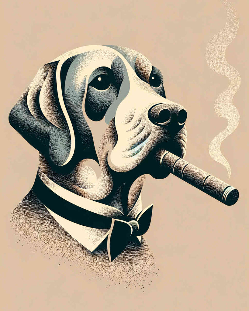 Zigarre rauchender Hund – Malen nach Zahlen