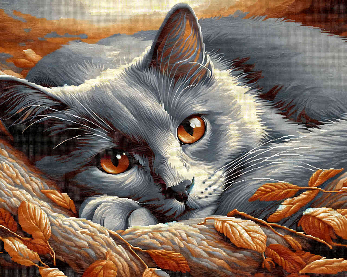 Katze, Grau- Malen nach Zahlen