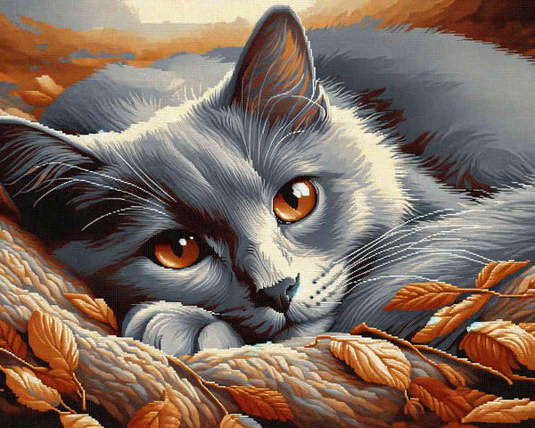 Katze, Grau- Malen nach Zahlen