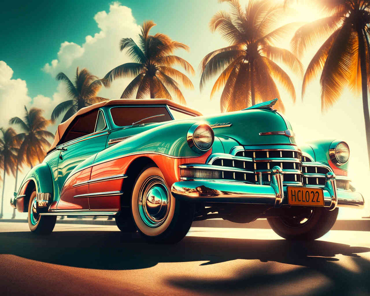 Oldtimer, Seitlich - Malen nach Zahlen