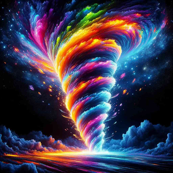 Buntes Wirbel-Motiv für Malen nach Zahlen - Kosmische Euphorie Wirbel, entspannendes und kreatives Malerlebnis mit leuchtenden Farben
