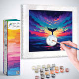 Malen nach Zahlen - Farben des Ozeantraums Set with colorful ocean painting and painting supplies