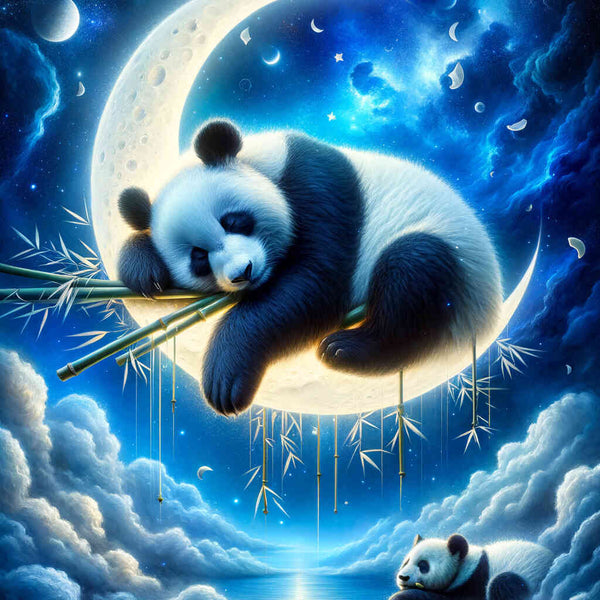 Malen nach Zahlen - Pandabären auf dem Mond