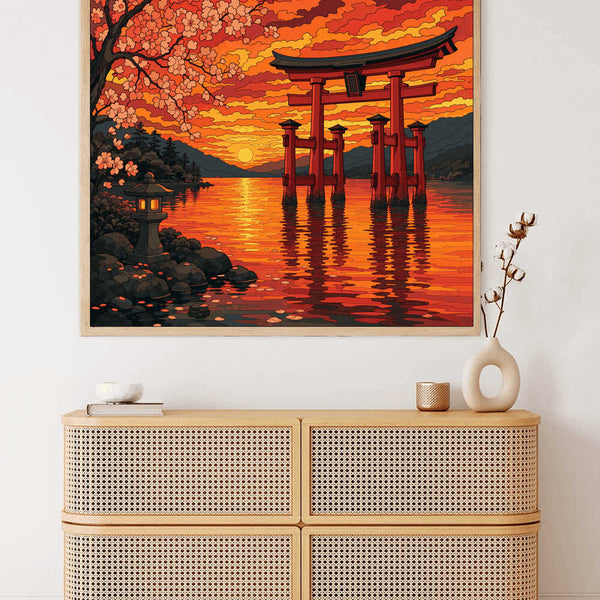 Malen nach Zahlen - Torii im Abendrot