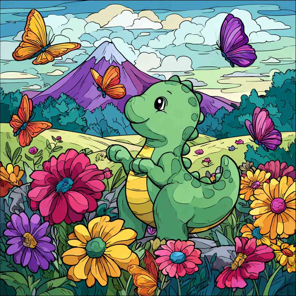 Malen nach Zahlen - Frühlingstraum im Dino-Land