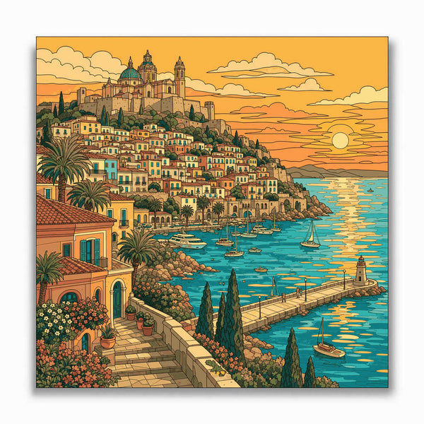 Malen nach Zahlen - Sonnenuntergang über dem mediterranen Paradies