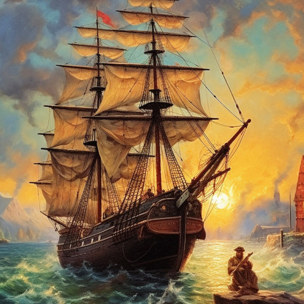 Schiff, Gemälde alt - Malen nach Zahlen