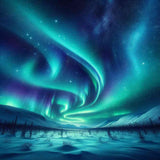 Malen nach Zahlen - Polarlichter Wunderland, beruhigendes Farbenspiel Polarlichterbild, entspannendes Kunstprojekt