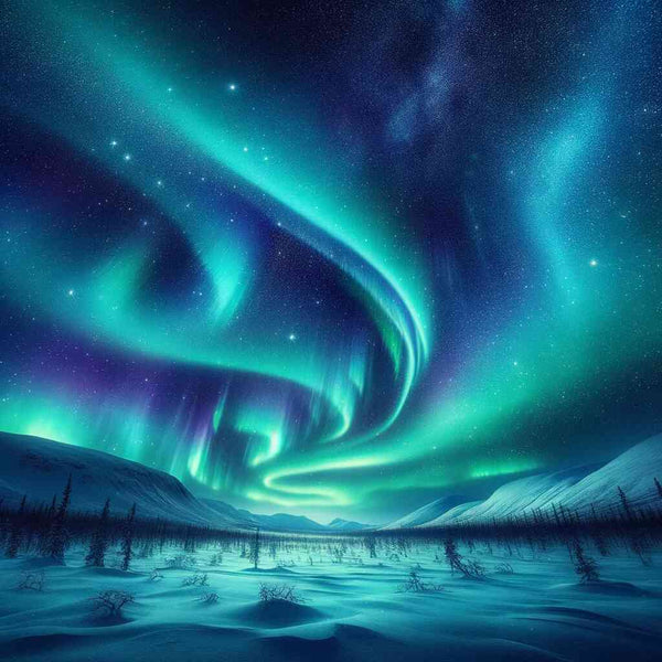 Malen nach Zahlen - Polarlichter Wunderland, beruhigendes Farbenspiel Polarlichterbild, entspannendes Kunstprojekt