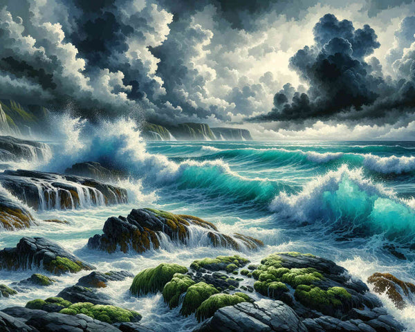 Küste, raue See – Malen nach Zahlen