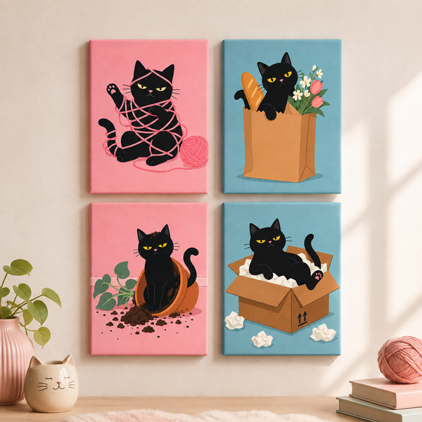 Chaos Cats 4er SET - Mini Malen nach Zahlen