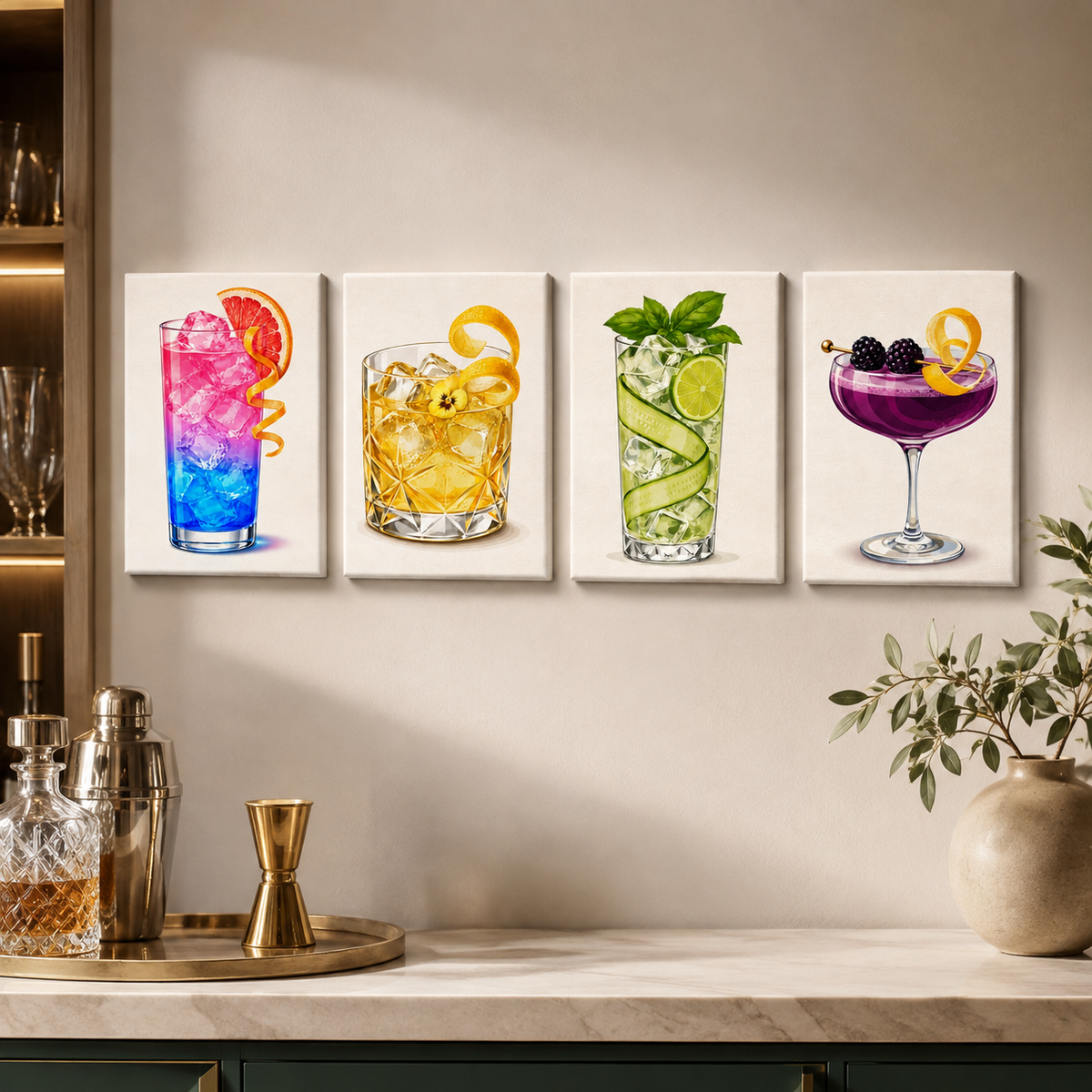 Cocktail Moments 4er SET - Mini Malen nach Zahlen