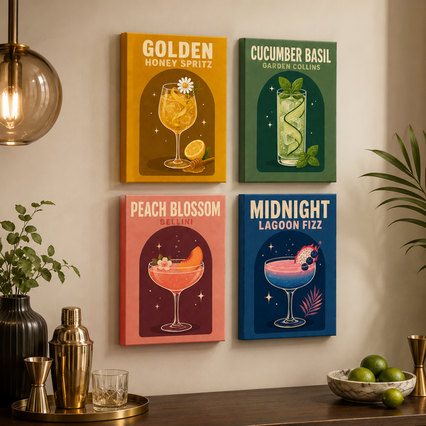 Cocktail Night 4er SET - Mini Malen nach Zahlen
