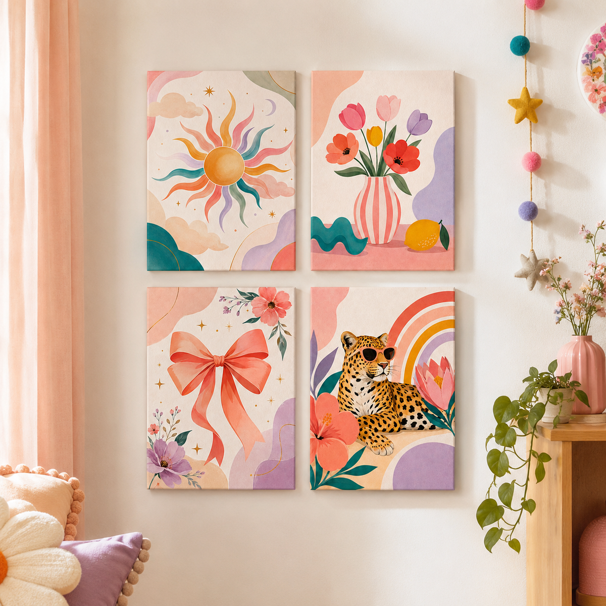 Colorful Happiness 4er SET - Mini Malen nach Zahlen