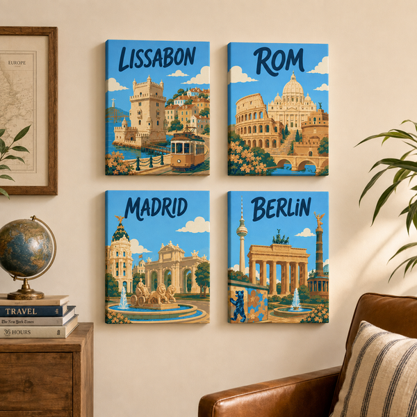 Europäische Städte 4er SET - Mini Malen nach Zahlen