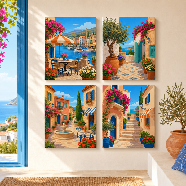Mediterrane Lebensfreude 4er SET - Mini Malen nach Zahlen