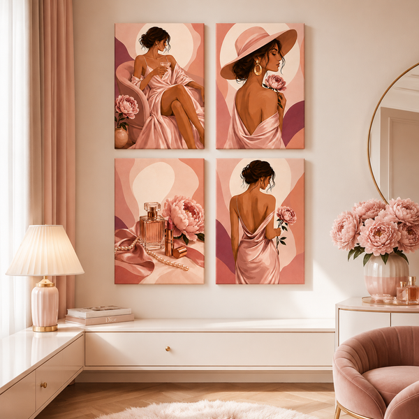 Rose Elegance 4er SET - Mini Malen nach Zahlen
