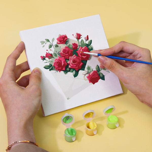 Rote Rosen 6er SET - Mini Malen nach Zahlen