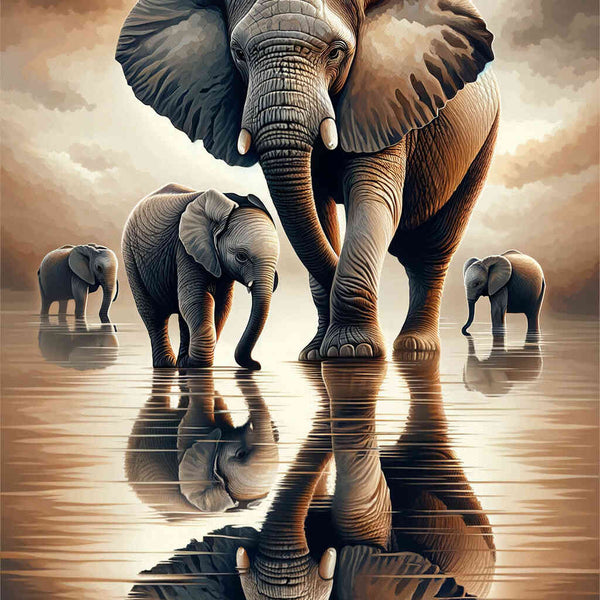 Spiegelbild, Kleiner und Großer Elefant – Malen nach Zahlen