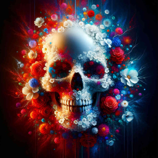 Malen nach Zahlen - Totenkopf mit Blumen