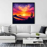 Malen nach Zahlen - Wüstenhimmel Flamme Gemälde an der Wand in modernem Wohnzimmer eingestellt.