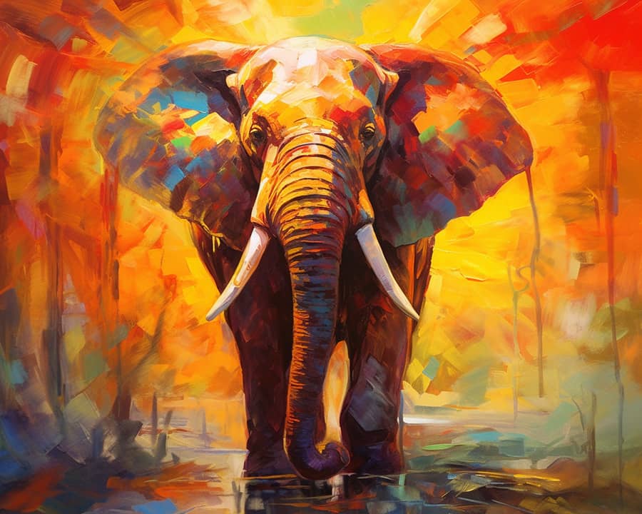 Elefant, Kunstgemälde - Malen nach Zahlen