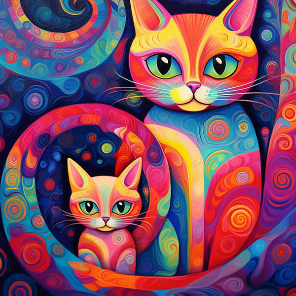 Katzen, Mandala - Malen nach Zahlen