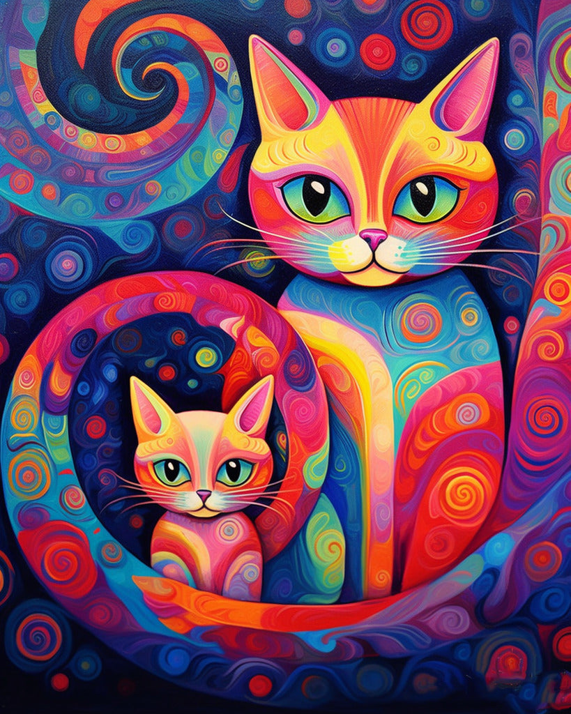 Katzen, Mandala - Malen nach Zahlen