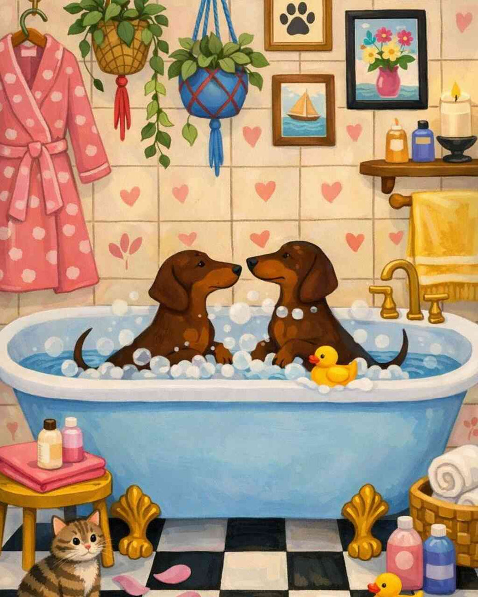 Malen nach Zahlen - Badefreude im Herzen