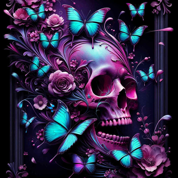 Malen nach Zahlen - Totenkopf mit Schmetterling