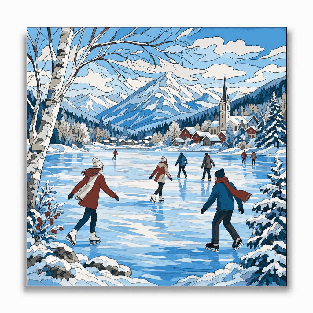 Malen nach Zahlen - Winterzauber am See