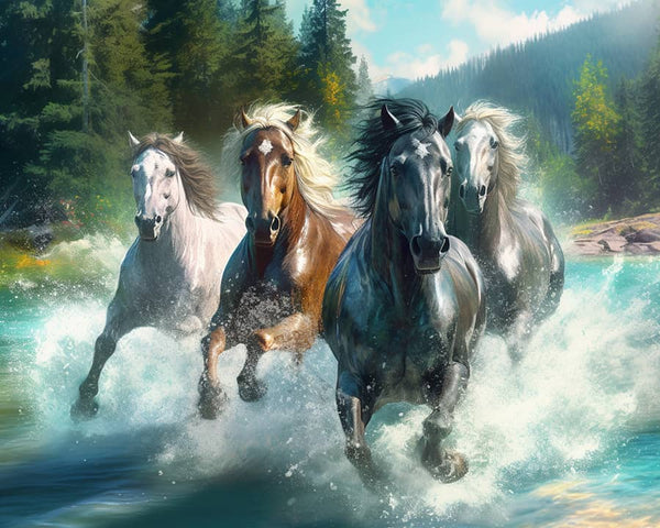 Pferde, stürmisch - Malen nach Zahlen