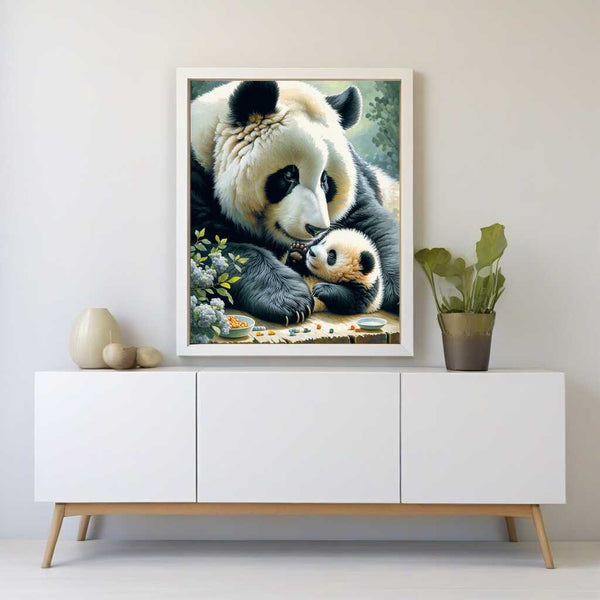 Panda Mutter mit Kind – Malen nach Zahlen