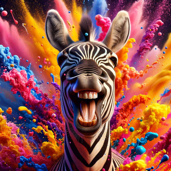 Zebra seitlich, lacht - Malen nach Zahlen