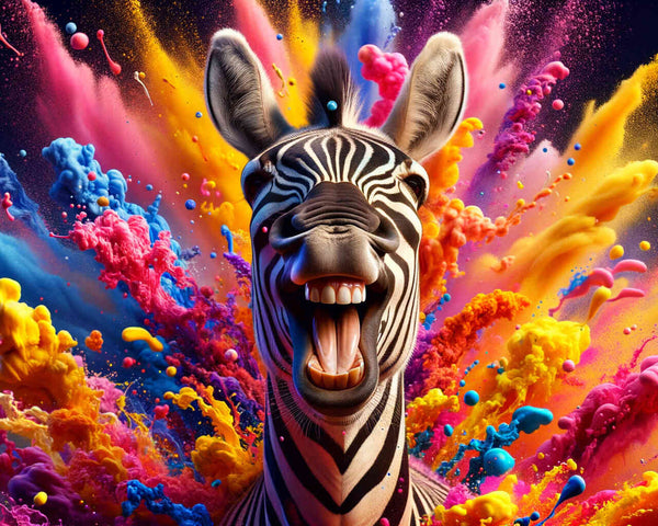 Zebra seitlich, lacht - Malen nach Zahlen