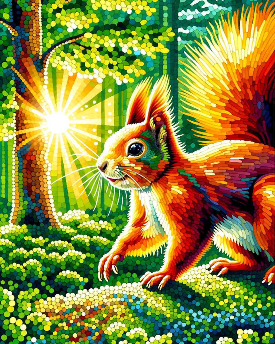 Figured'Art Malen Nach Zahlen Eichhörnchen - 40x50cm, Ohne Rahmen, DIY Bastelset