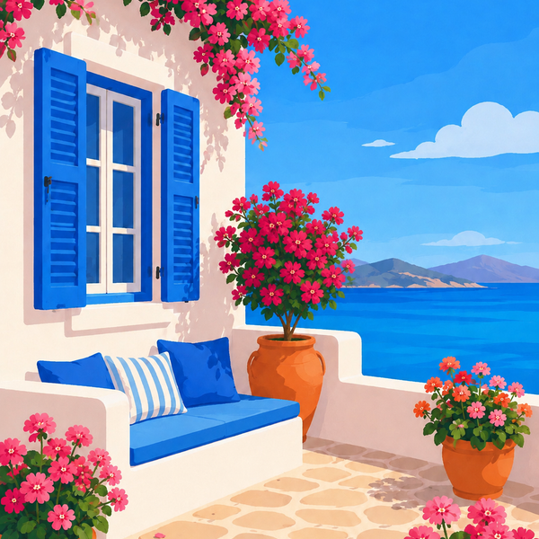 Santorini Dreams 4er SET - Mini Malen nach Zahlen